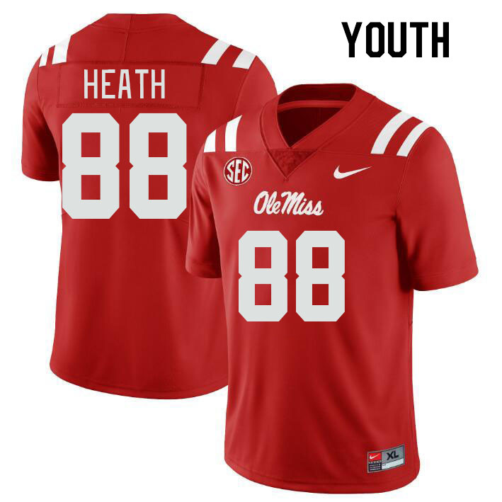 Youth #88 Kyirin Heath Ole Miss Rebels College Football Jerseyes Stitched Sale-Red